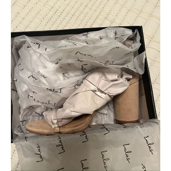 Lulus Dakyana Light Nude Suede High Heel Sandals Size 7.5 NEW - Picture 3 of 5